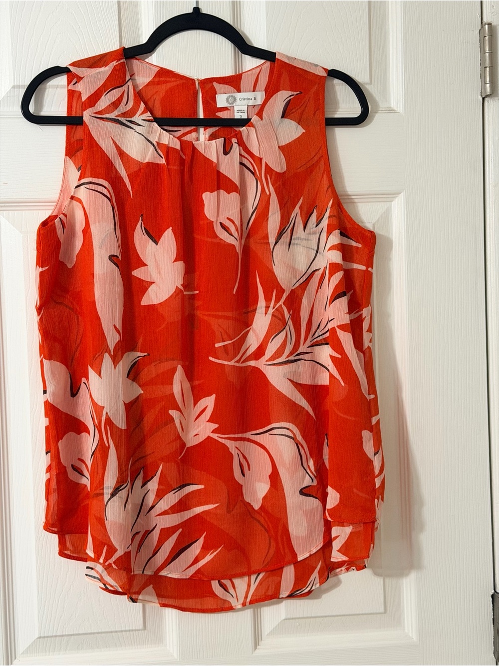 Sleeveless Floral Shell Blouse by Croft & Barrow in Bright Orange